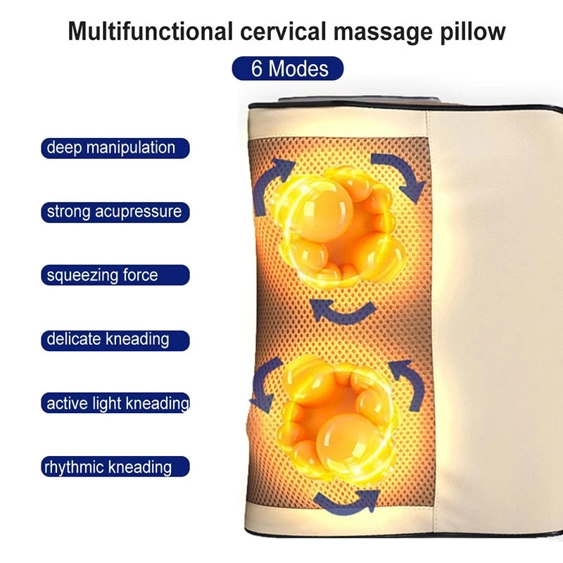 Electric Back & Neck Massager Pillow with Dual 8D Kneading & Infrared Heat